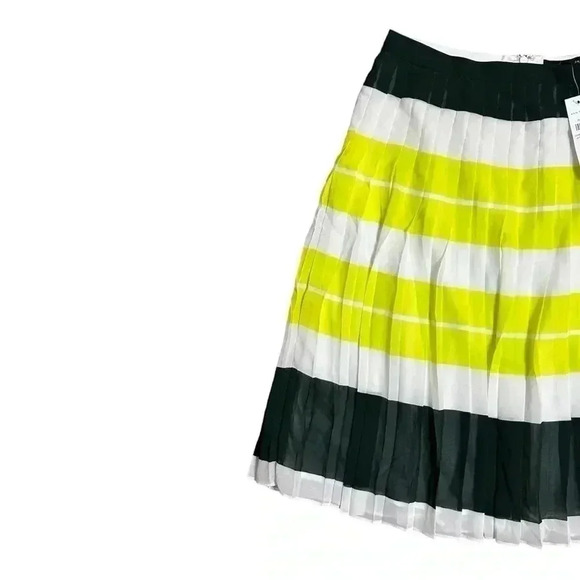 Anne Taylor Pleated Striped Midi Skirt Blue Yellow Size 8 NWT - Picture 3 of 6